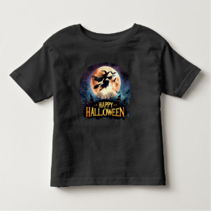 Camiseta Infantil Feliz Dia das Bruxas - Bruxa da Broom Voadora