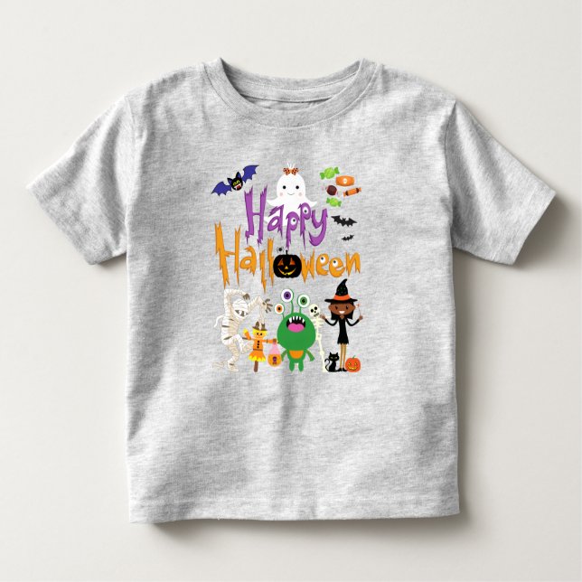 Camiseta Infantil Feliz Dia das Bruxas Crianças Bonitas e Loucas (Frente)