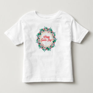 Camiseta Infantil Feliz Dia de Páscoa Com Moldura Floral-23046
