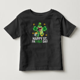 Camiseta Infantil Feliz Dia de São Patrício Trex Dinossauro Criança