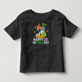 Camiseta Infantil Feliz Dia de São Patrício Trex Dinossauro Criança