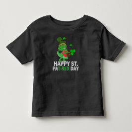 Camiseta Infantil Feliz Dia de São Patrício Trex Dinossauro Infantil