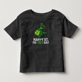 Camiseta Infantil Feliz Dia de São Patrício Trex Dinossauro Infantil