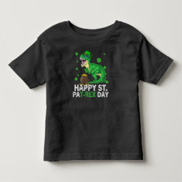 Camiseta Infantil Feliz Dia de São Patrício Trex Dinossauro Infantil