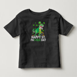 Camiseta Infantil Feliz Dia de São Patrício Trex Dinossauro Infantil