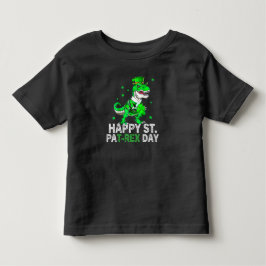 Camiseta Infantil Feliz Dia de São Patrício Trex Dinossauro Infantil