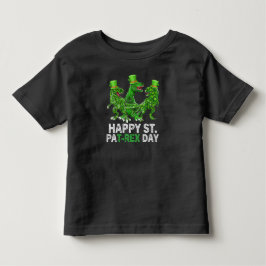 Camiseta Infantil Feliz Dia de São Patrício Trex Dinossauro Infantil