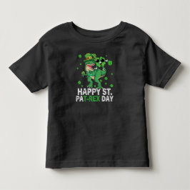 Camiseta Infantil Feliz Dia de São Patrício Trex Dinossauro Infantil