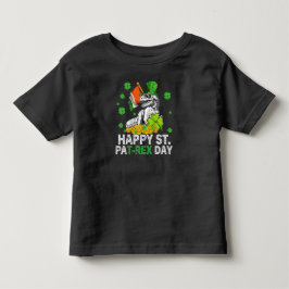 Camiseta Infantil Feliz Dia de São Patrício Trex Dinossauro Infantil