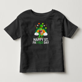 Camiseta Infantil Feliz Dia de São Patrício Trex Dinossauro Infantil