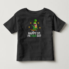 Camiseta Infantil Feliz Dia de São Patrício Trex Dinossauro Infantil