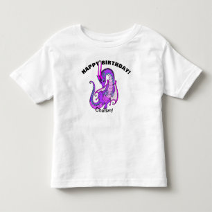 Camiseta Infantil Feliz Dragão de Aniversário Seu NOME Idade da Cami
