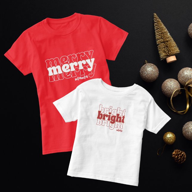 Camiseta Infantil Feliz e Mini Brilhante e Mamãe Matando o Natal (Criador carregado)