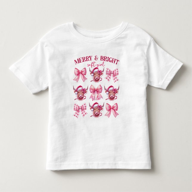 Camiseta Infantil Feliz e Natal brilhante (Frente)