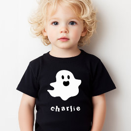 Camiseta Infantil Feliz fantasma e crianças de nome Halloween