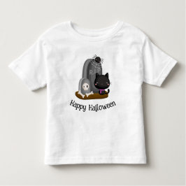 Camiseta Infantil Feliz Gato Negro de Halloween, Pedras de Cabeça
