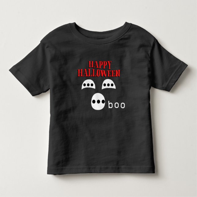 Camiseta Infantil Feliz Halloween Boo Toddler Black (Frente)