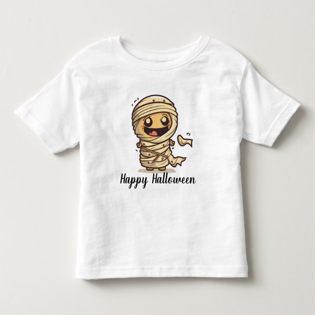 Camiseta Infantil Feliz Halloween Mummy (Frente)