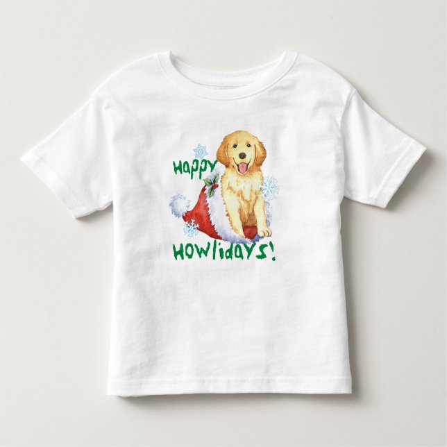 Camiseta Infantil Feliz Howlidays Ouro Retriever T-Shirt (Frente)
