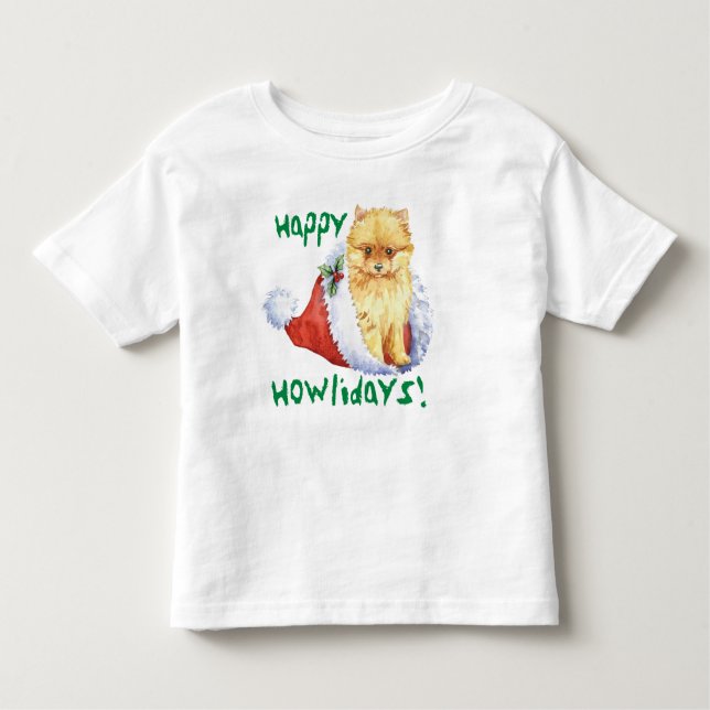 Camiseta Infantil Feliz Howlidays Pomeraniana T-Shirt (Frente)