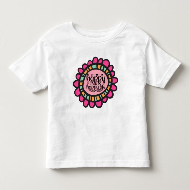 Camiseta Infantil Feliz Mente Feliz design de Gráfico Motivacional (Frente)