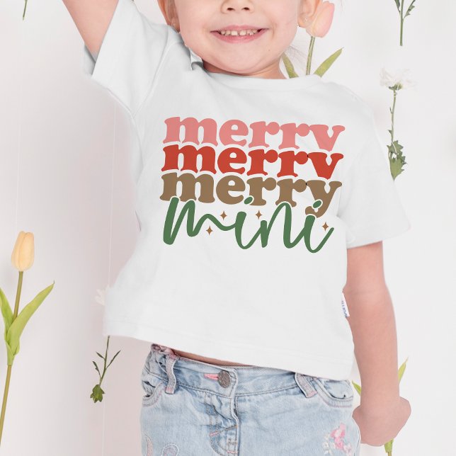 Camiseta Infantil Feliz Mini Retro Feriados de Natal em Groovy (Merry Mini Retro Groovy Christmas Holidays Toddler T-shirt)