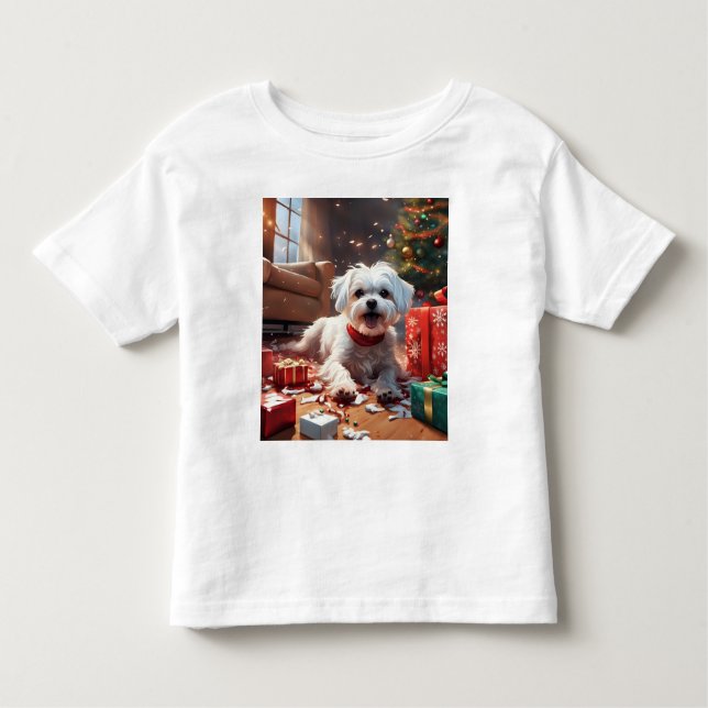 Camiseta Infantil Feliz Natal, Bonito, Engraçado, Cartoon (Frente)