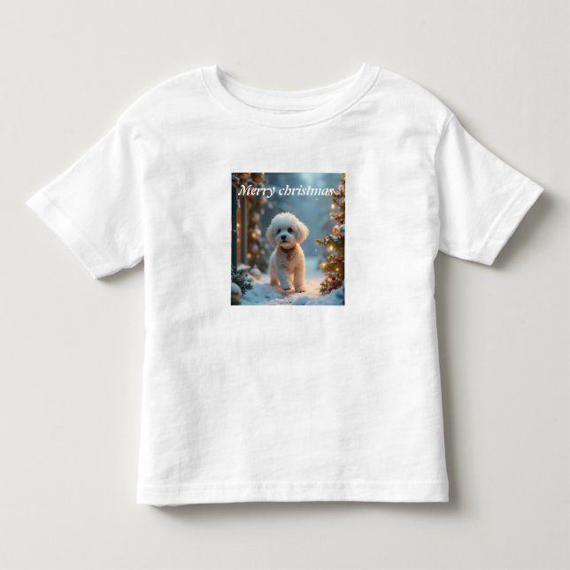 Camiseta Infantil Feliz Natal cachorrinho (Frente)