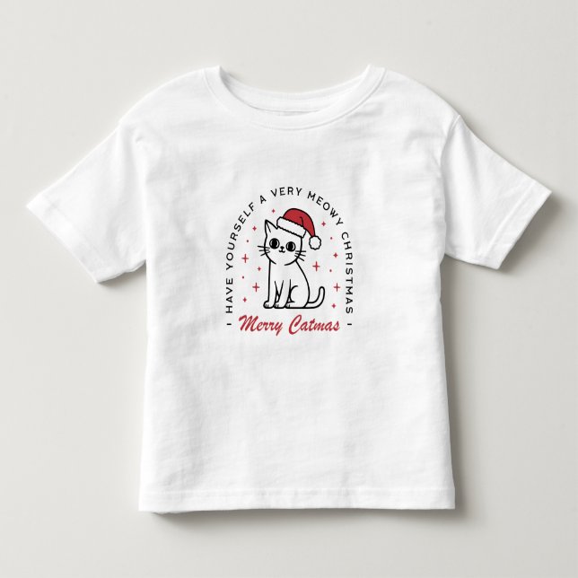 Camiseta Infantil Feliz Natal de Gato Natal desejos de gato fofo (Frente)