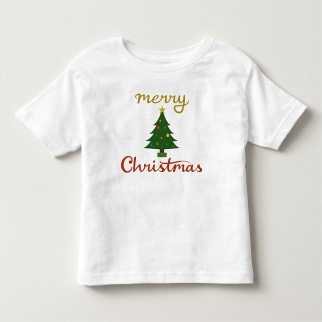 Camiseta Infantil Feliz Natal+Design de árvore (Frente)