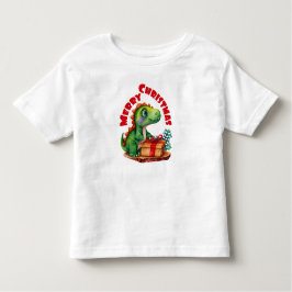 Camiseta Infantil Feliz Natal Dinossauro Crianças Toddler