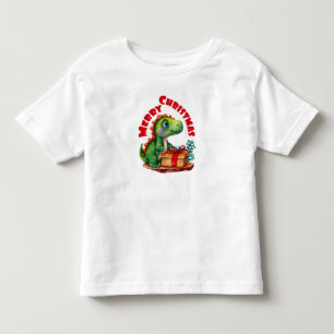 Camiseta Infantil Feliz Natal Dinossauro Crianças Toddler