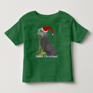 Camiseta Infantil Feliz Natal do filhote de cachorro do papai noel