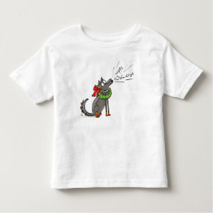 Camiseta Infantil Feliz Natal do Lobo Engraçado Feriados