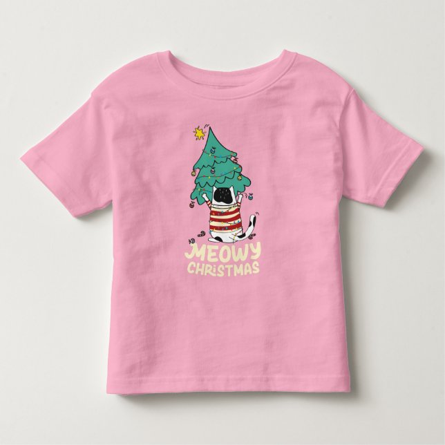 Camiseta Infantil Feliz Natal Engraçado Pão de Gato (Frente)