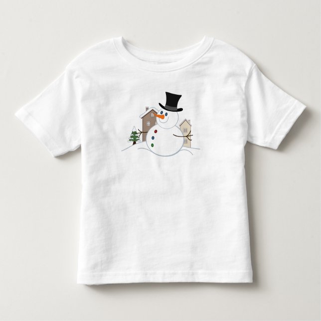 Camiseta Infantil Feliz Natal - Ilustração do Homem de Neve (Frente)