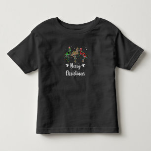 Camiseta Infantil Feliz Natal Leopard Red Green Xadrez Flamingo