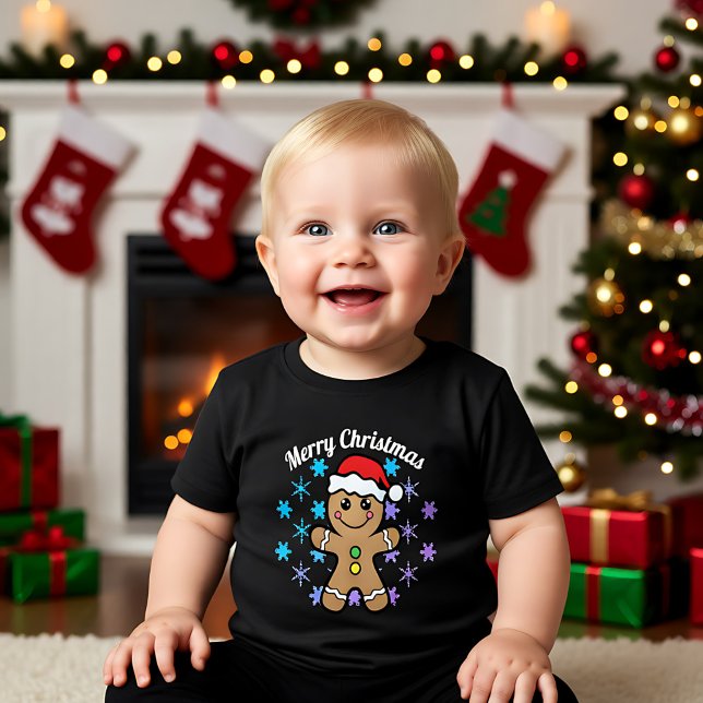 Camiseta Infantil Feliz Natal - rapaz do pão-pão (Merry Christmas - gingerbread boy Toddler T-shirt)