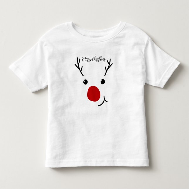 Camiseta Infantil Feliz Natal Reindeer Face (Frente)