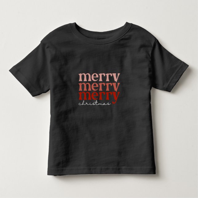 Camiseta Infantil Feliz Natal Texto Saudando Vermelho (Frente)