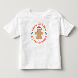 Camiseta Infantil Feliz Natal Vamos Fazer Biscoitos Homem de Gengibr