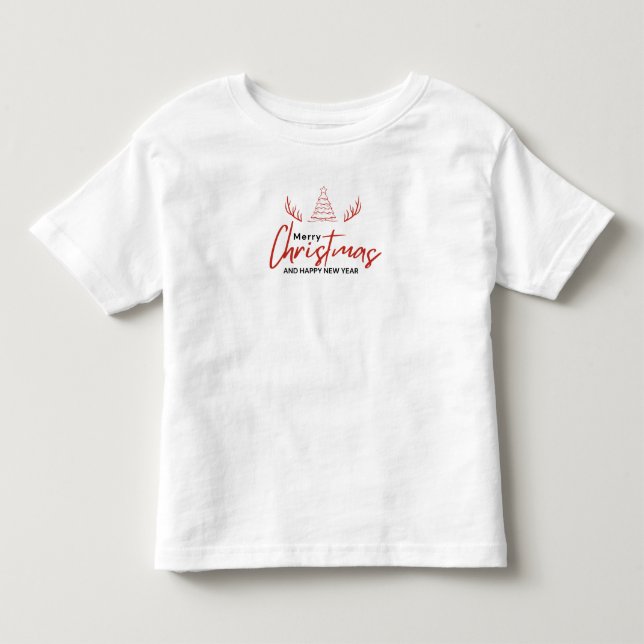 Camiseta Infantil Feliz Natal Vermelho e Branco (Frente)