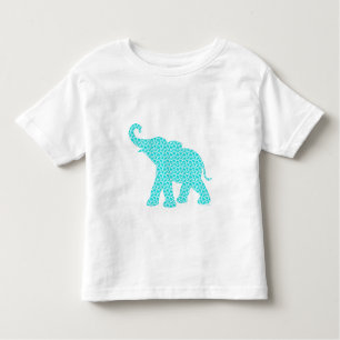 Camiseta Infantil Feliz Padrão de Turquesa de Elefante-Arte