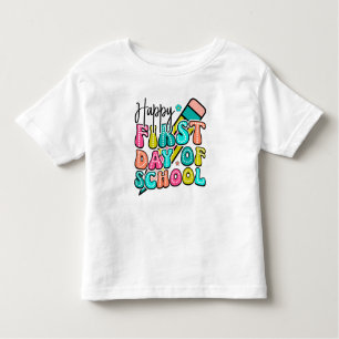 Camiseta Infantil Feliz primeiro dia na escola (de volta à escola)