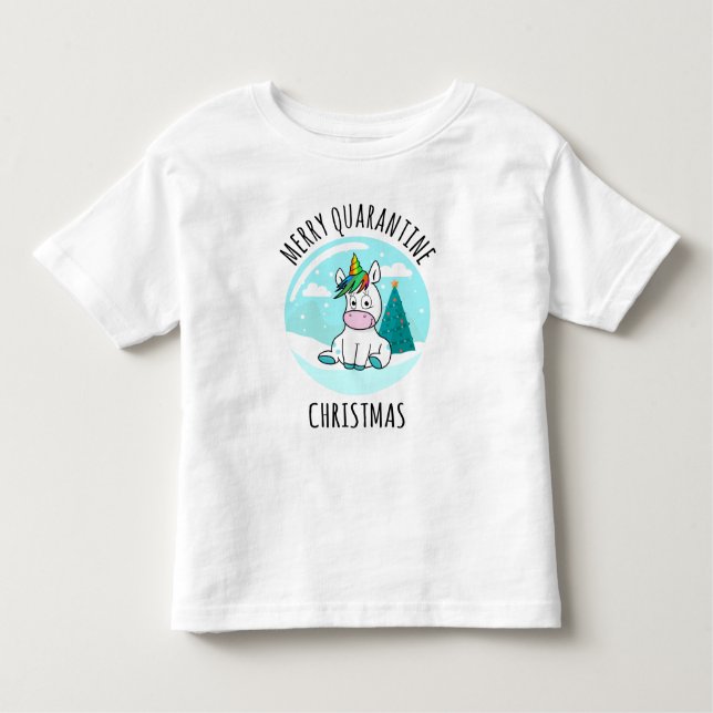 Camiseta Infantil Feliz Quarantine Christmas Unicorn (Frente)