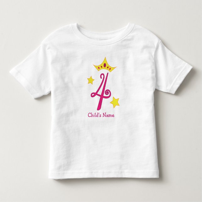 Camiseta Infantil Feliz quarto aniversário, Princesa! (Frente)
