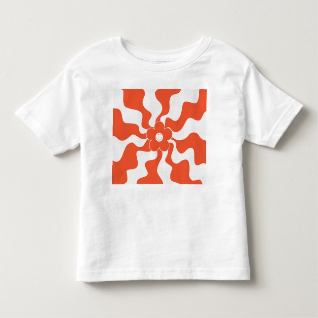 Camiseta Infantil Feliz Retro Daisy em Laranja e Branco (Frente)