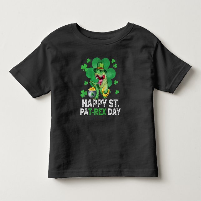 Camiseta Infantil Feliz Rua no Dia do Trex Dinossaur Toddler St Patr (Frente)