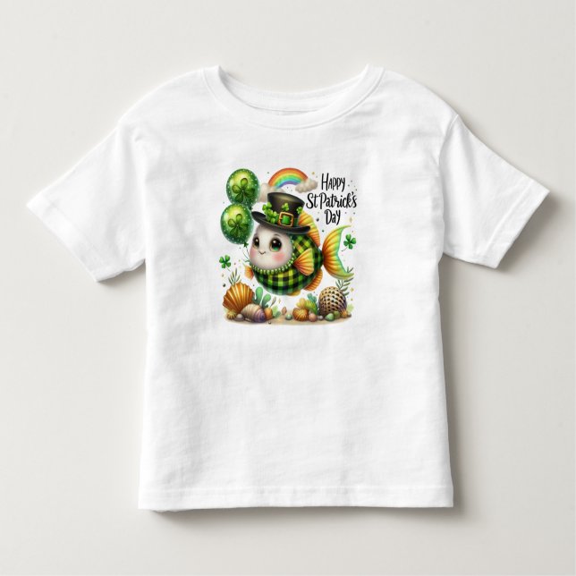 Camiseta Infantil Feliz Rua. Peixe do Dia de Patrick (Frente)