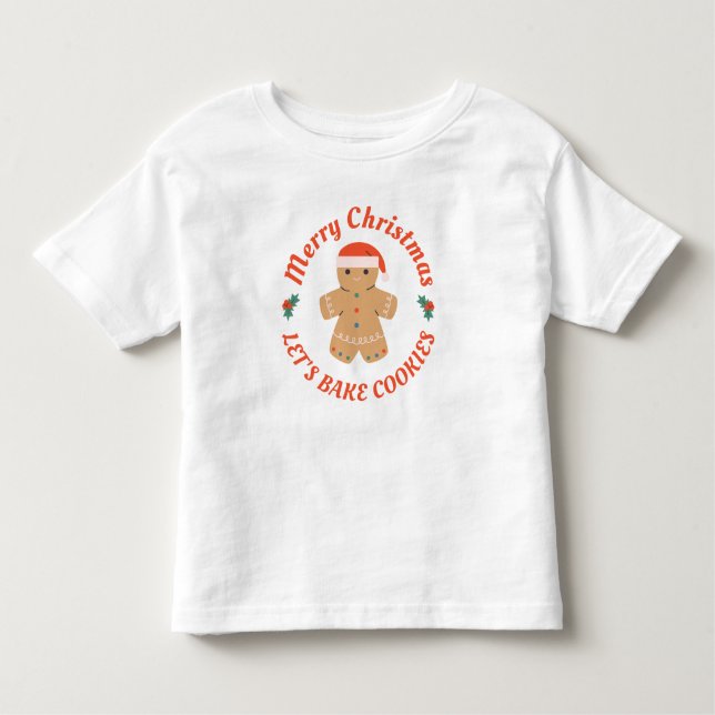 Camiseta Infantil Feliz Vamos de Natal - Assar Cookies Gingercake Ma (Frente)